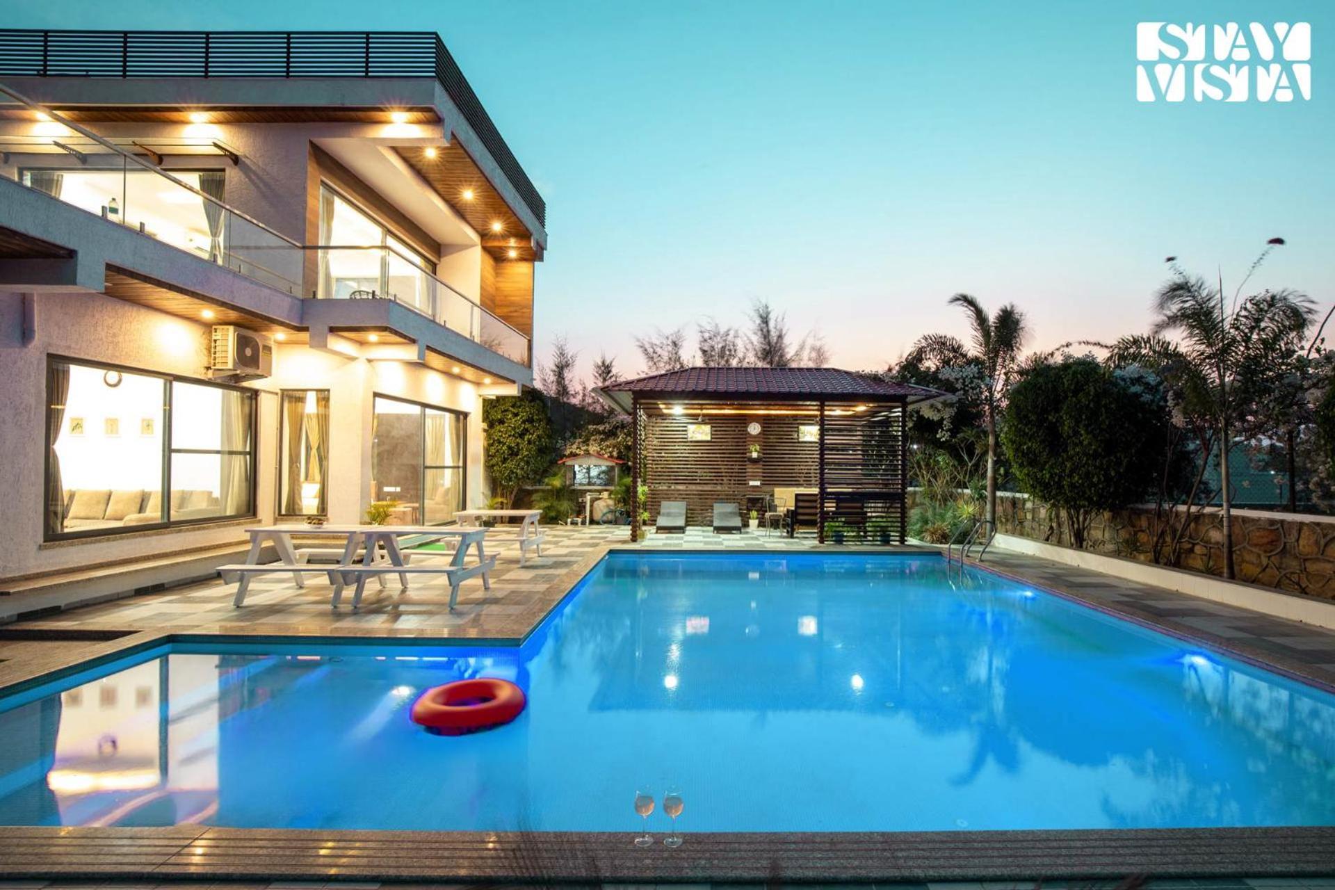 Stayvista'S Bella Dream - Mountain-View With Outdoor Pool, Lawn Featuring A Gazebo & Indoor Games Udaipur Exterior foto